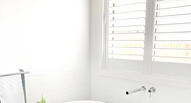 Privacy made elegant with our bathroom curtains and blinds
