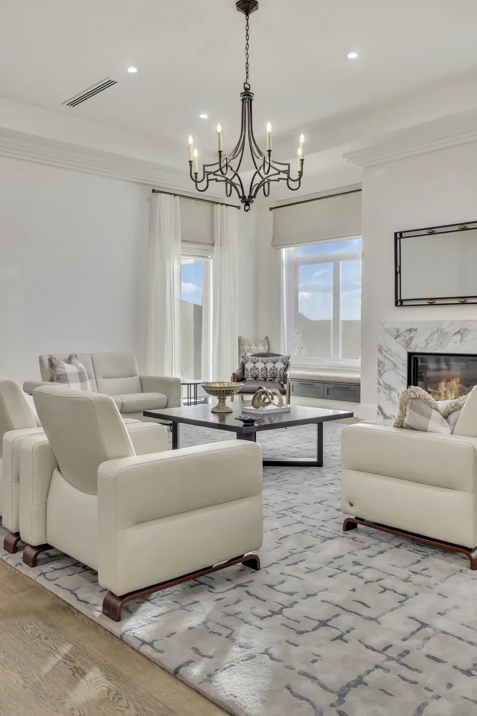 Formal living room with sheer curtains Formal living room with sheer curtains