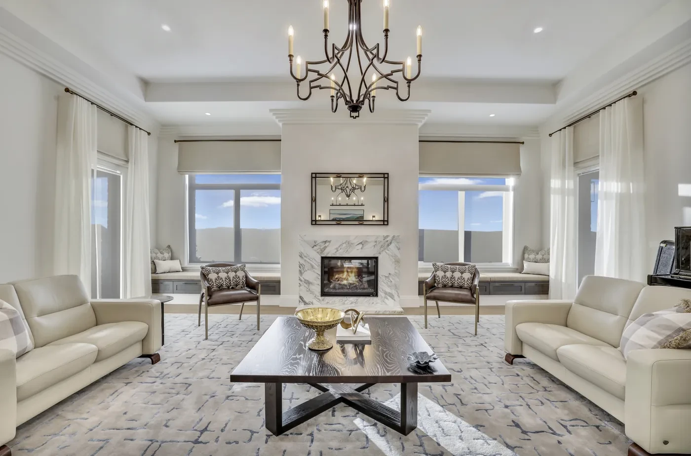 Formal living room with sheer curtains Formal living room with sheer curtains
