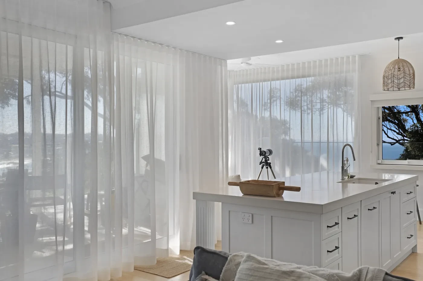 Kitchen with sheer curtains Kitchen with sheer curtains