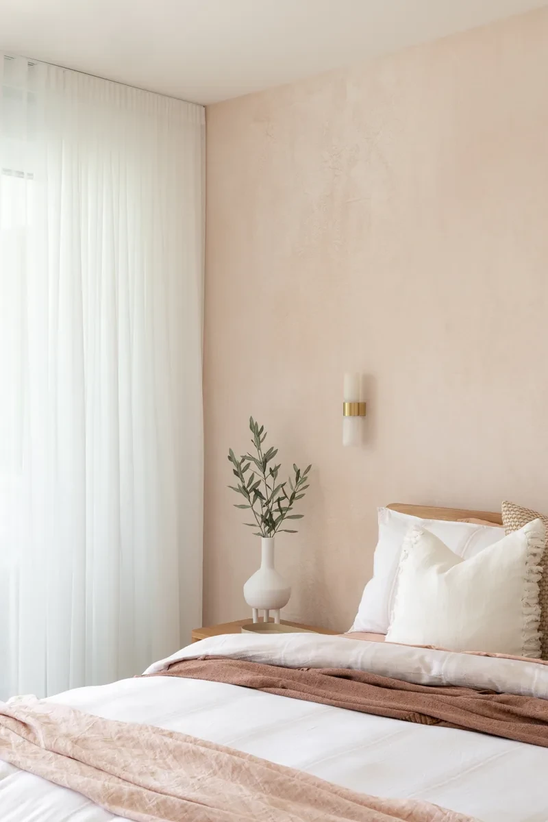 HAALUX Aire sheer curtain in a HAAUS.6 bedroom. Play the HAAUS.6 reveal video