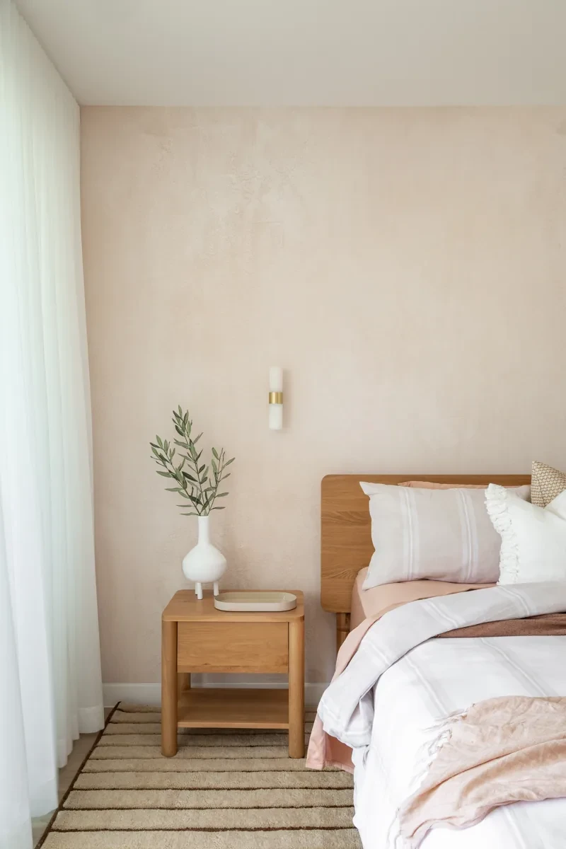 Bedroom with sheer curtains