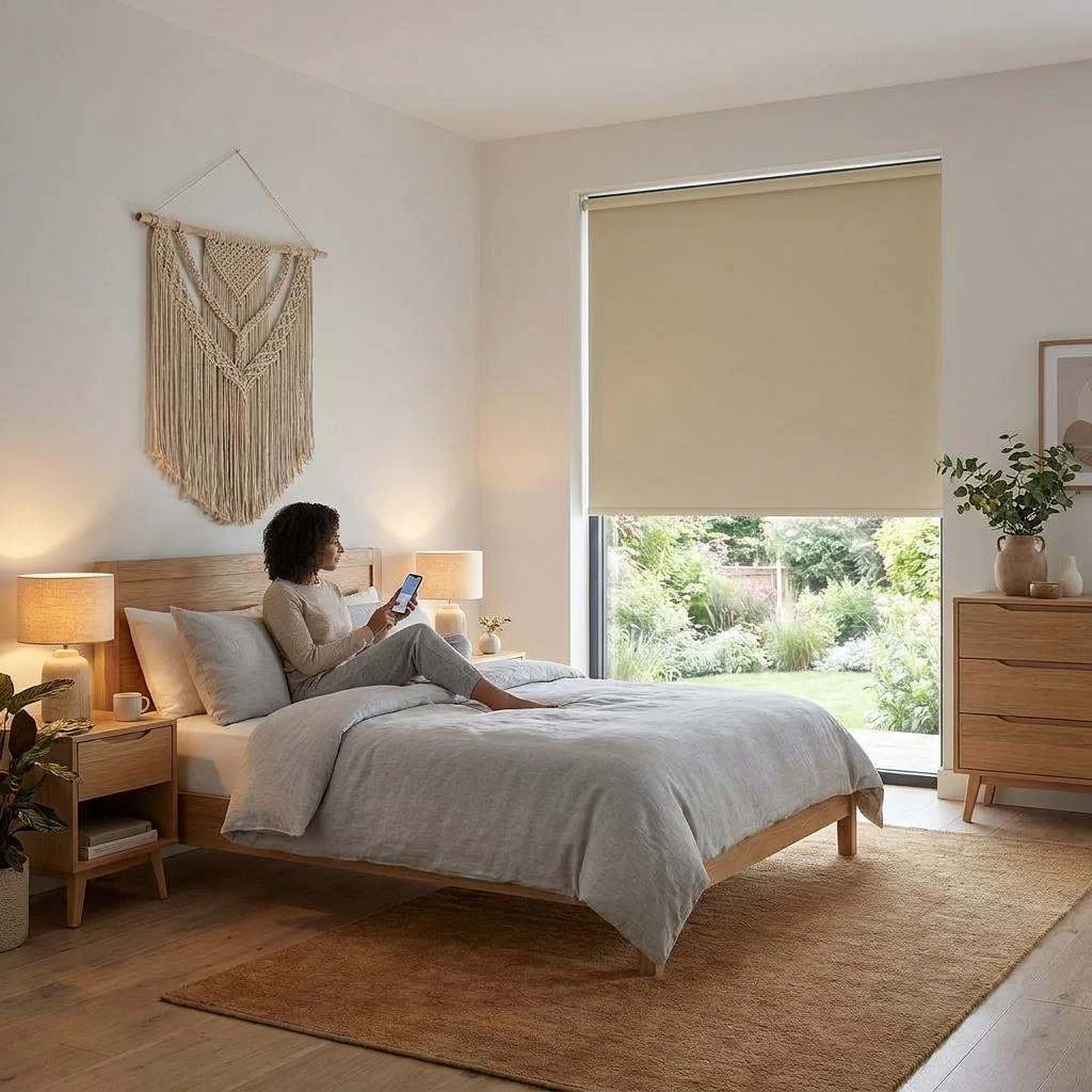 Motorised Blackout Roller Blind Polaris Cream