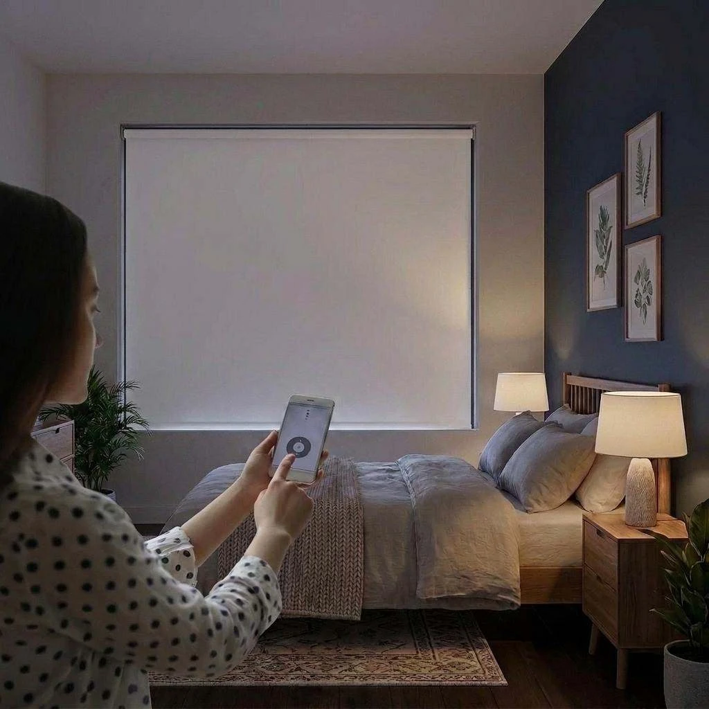 Motorised Blackout Roller Blind Polaris White
