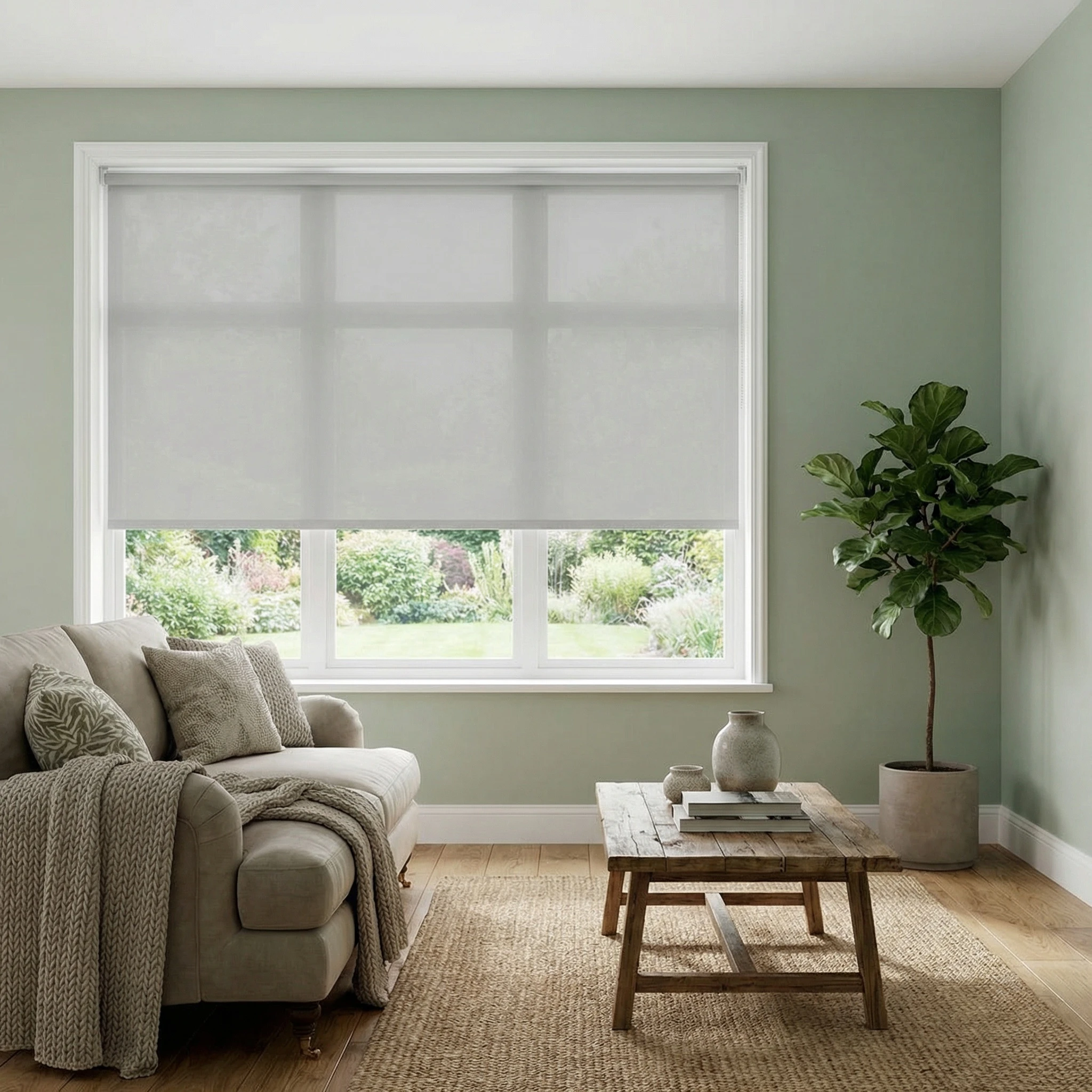 Motorised Light Filtering Roller Blind Polaris Grey